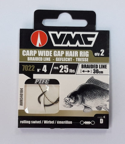 Carlige VMC legate - 7022 P.T.F.E. 4 x2 + fir textil 30cm + vartej