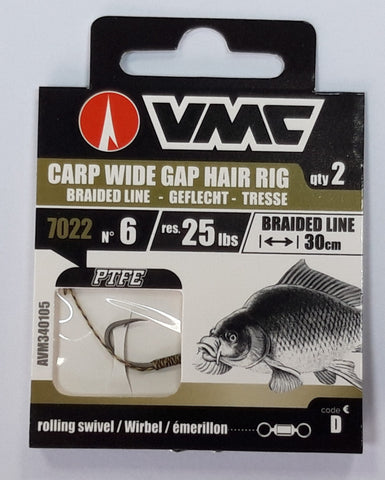 Carlige VMC legate - 7022 P.T.F.E. 6 x2 + fir textil 30cm + vartej