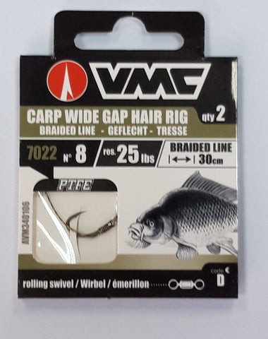 Carlige VMC legate - 7022 P.T.F.E. 8 x2 + fir textil 30cm + vartej